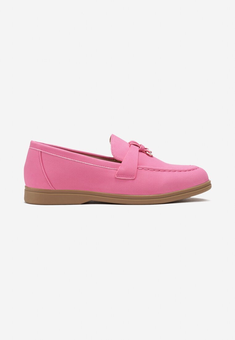  Mocasini fuchsia din imitație de velur cu pandantiv minimalist Rehoda