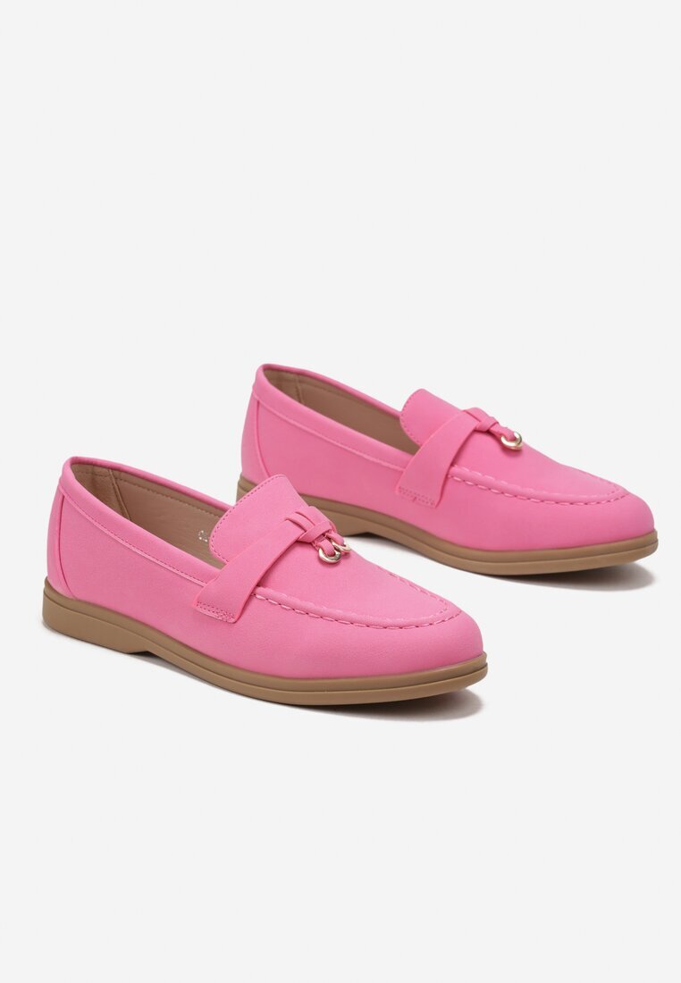  Mocasini fuchsia din imitație de velur cu pandantiv minimalist Rehoda