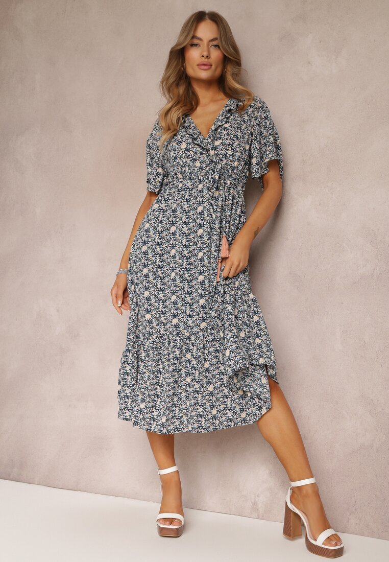 moni&co Rochie Granat Midi cu volane decolteu petrecut și elastic în talie Denila