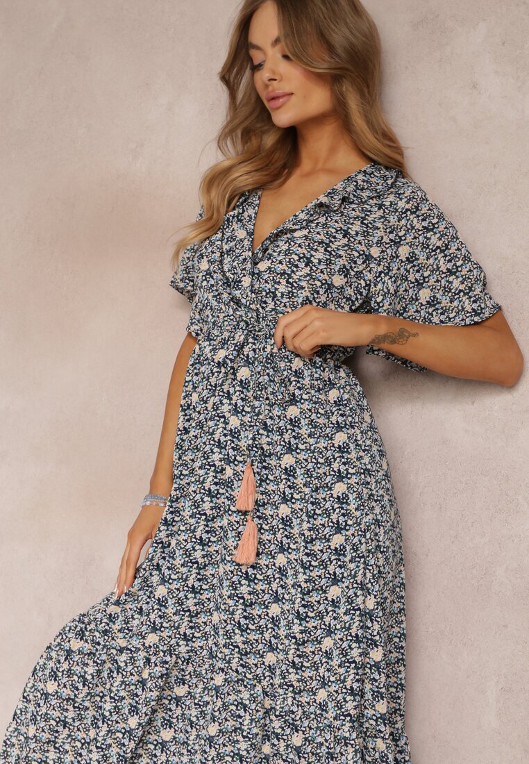 moni&co Rochie Granat Midi cu volane decolteu petrecut și elastic în talie Denila