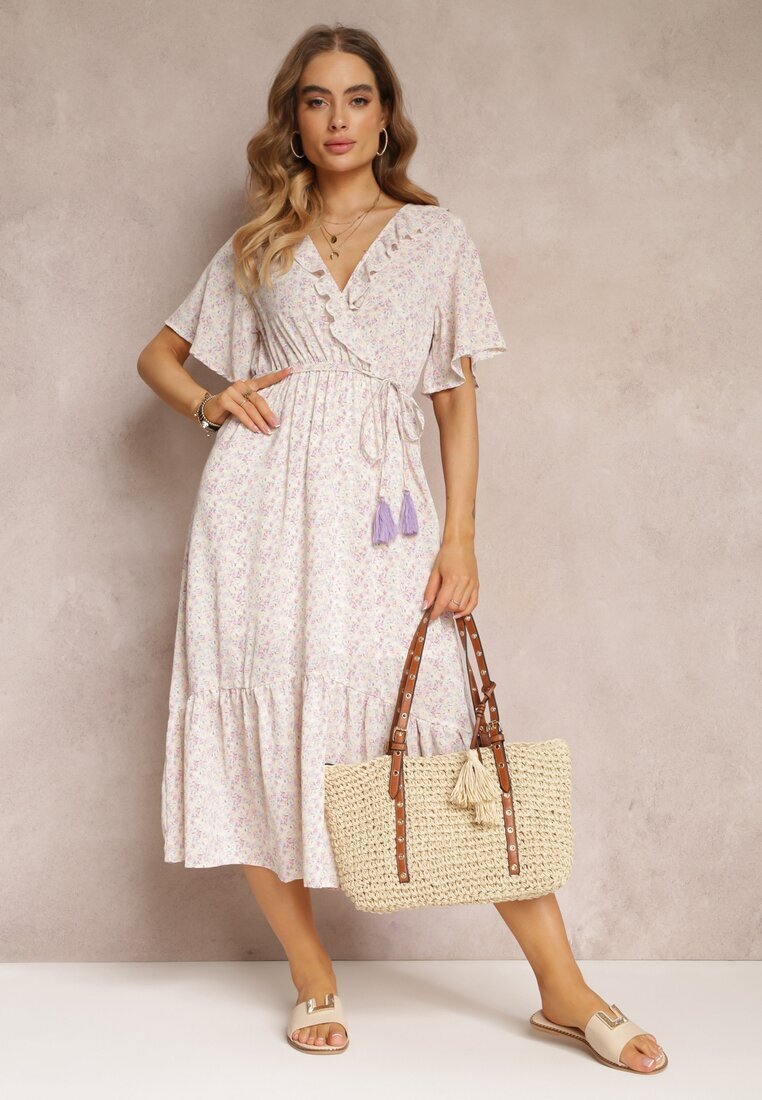 moni&co Rochie midi roz-mentă cu volane decolteu petrecut și elastic în talie Denila