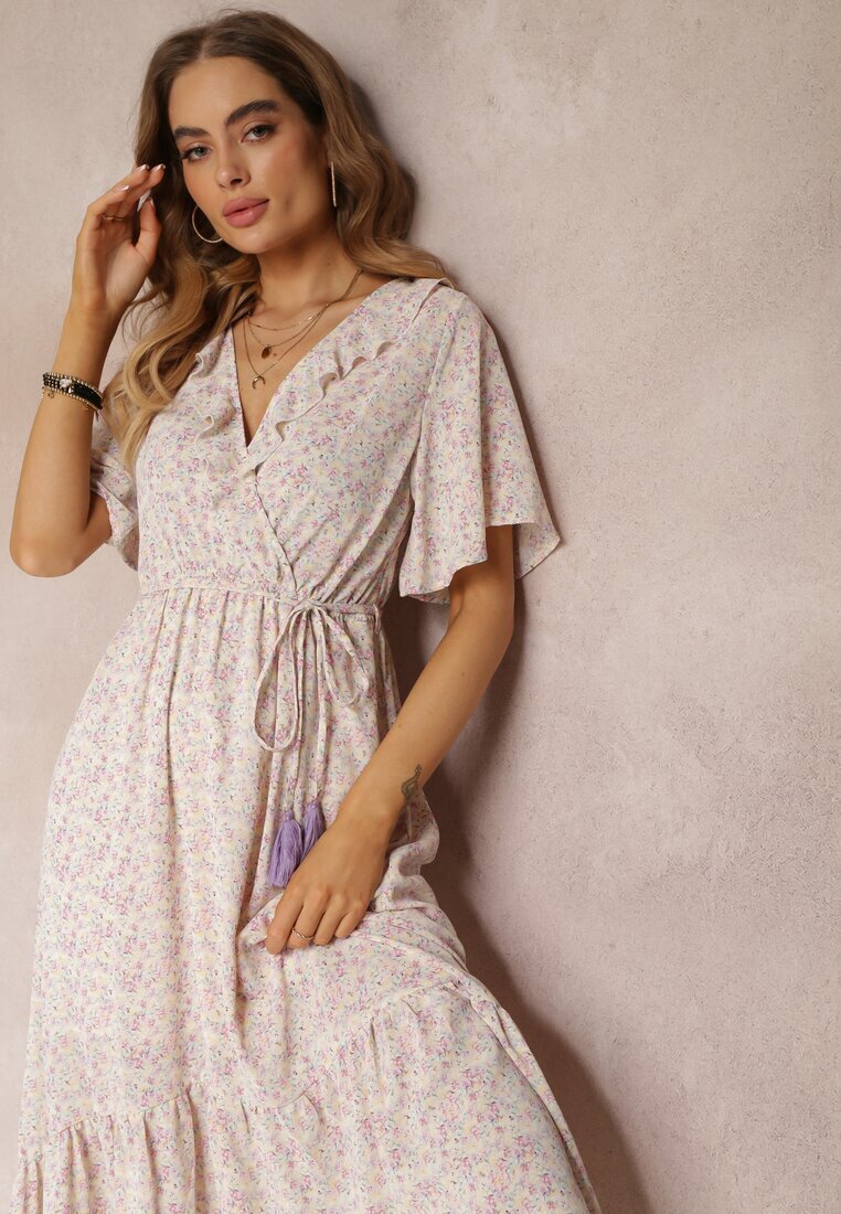 moni&co Rochie midi roz-mentă cu volane decolteu petrecut și elastic în talie Denila