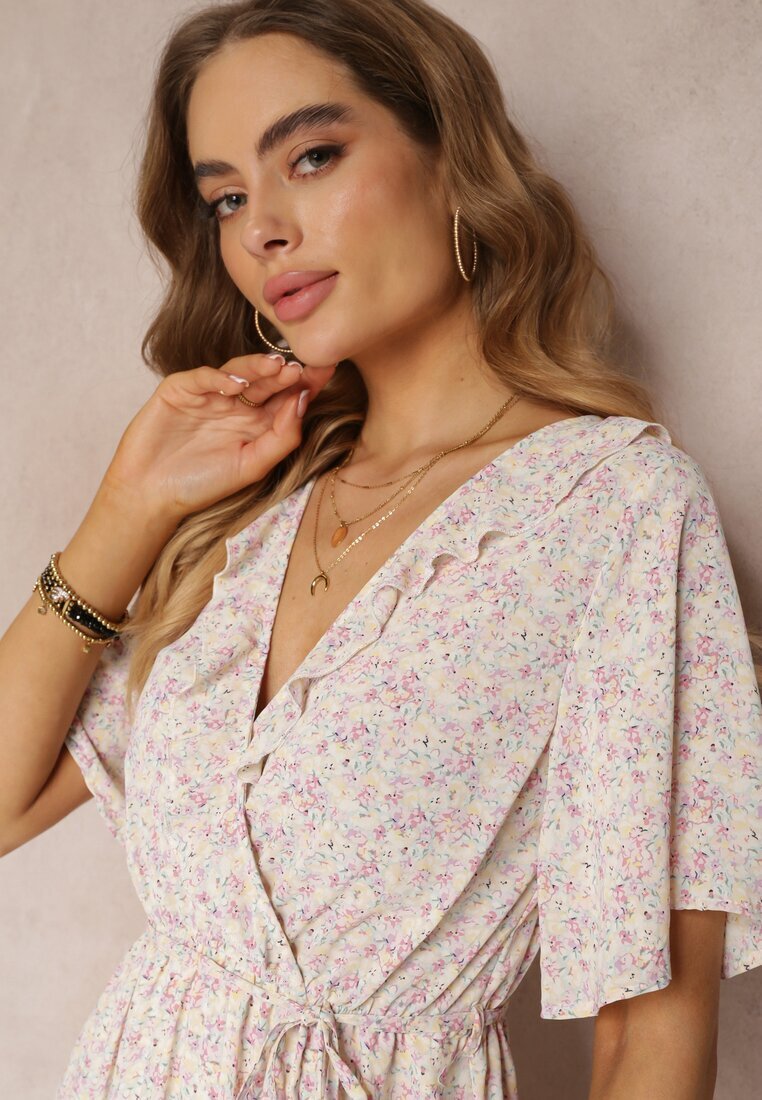 moni&co Rochie midi roz-mentă cu volane decolteu petrecut și elastic în talie Denila
