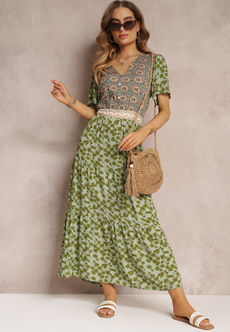 moni&co Rochie Verde închis Evazată Maxi din Vâscoză Ophitria