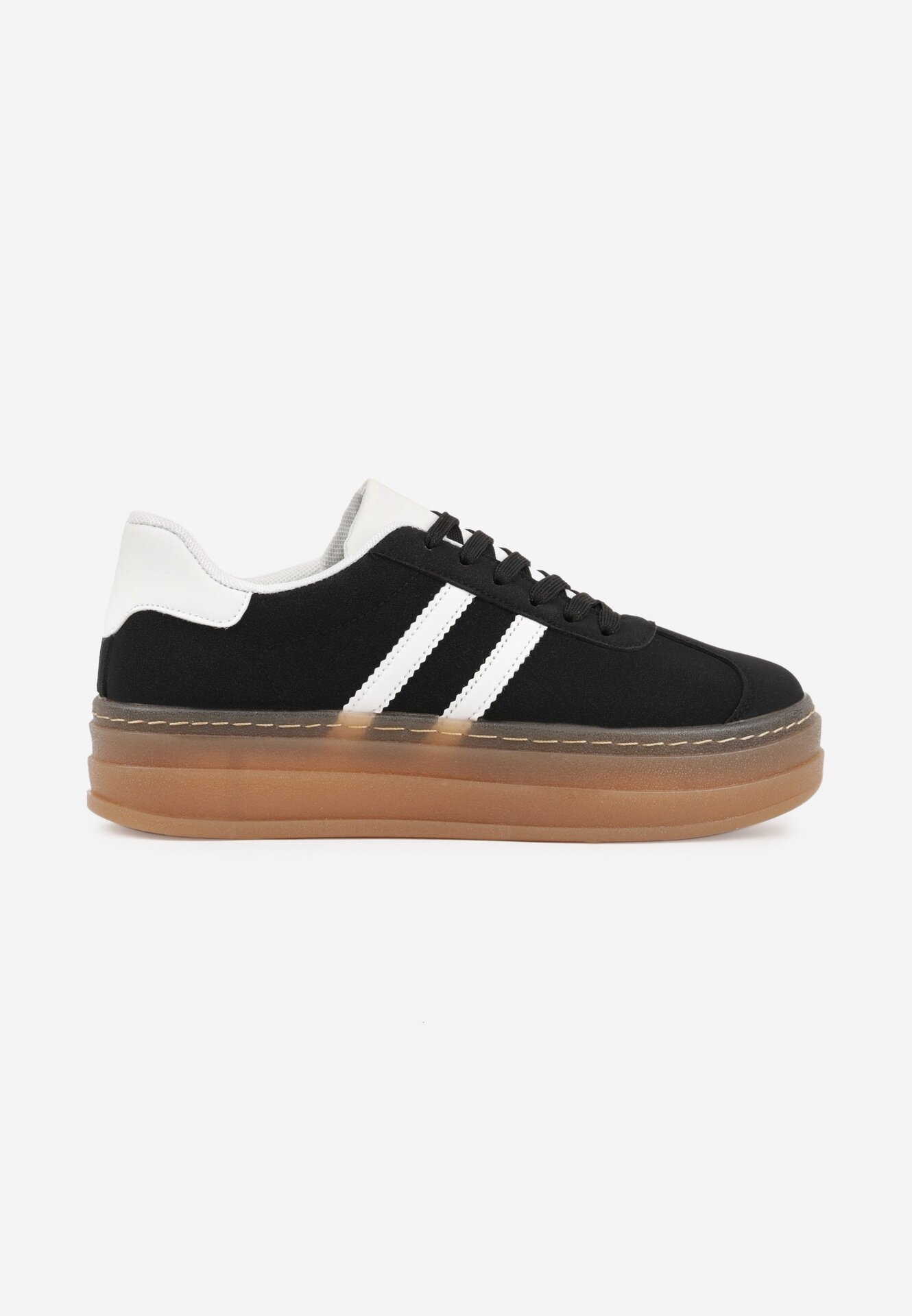 mulanka Adidași Negre pe Platformă Embosată Decorate cu Curele Felainora