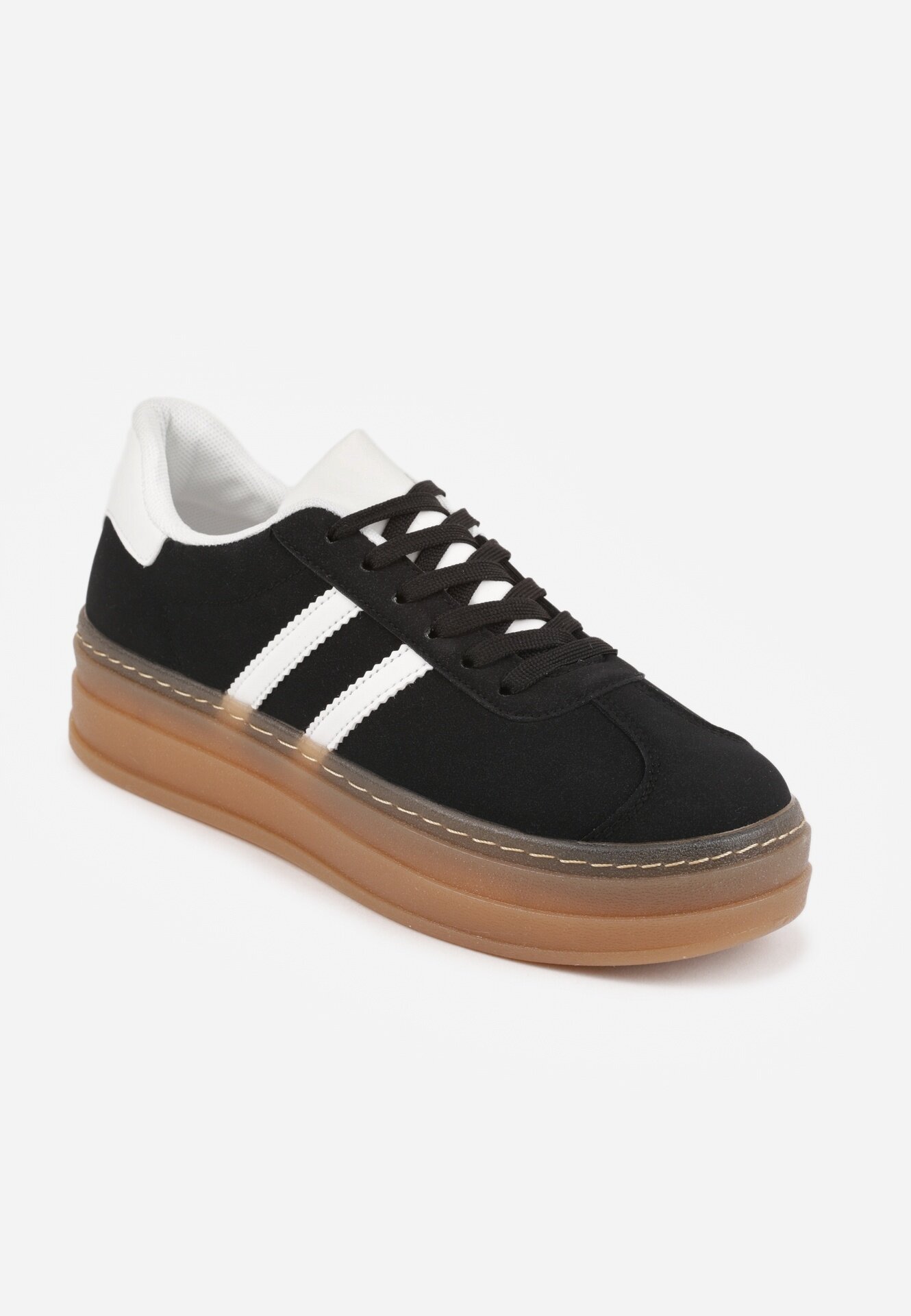 mulanka Adidași Negre pe Platformă Embosată Decorate cu Curele Felainora