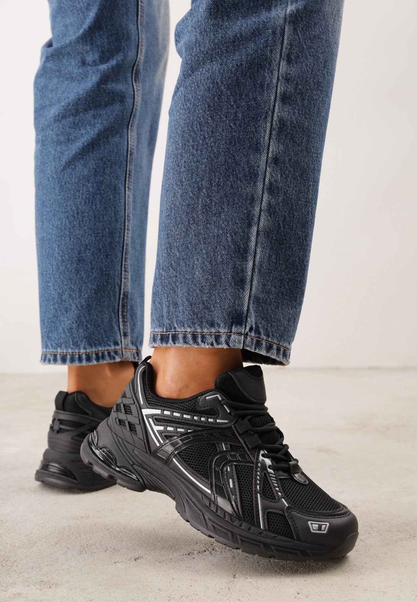 mulanka Pantofi sport Dad Shoes cu upper din plasă pe talpă din spumă Anotea Negri