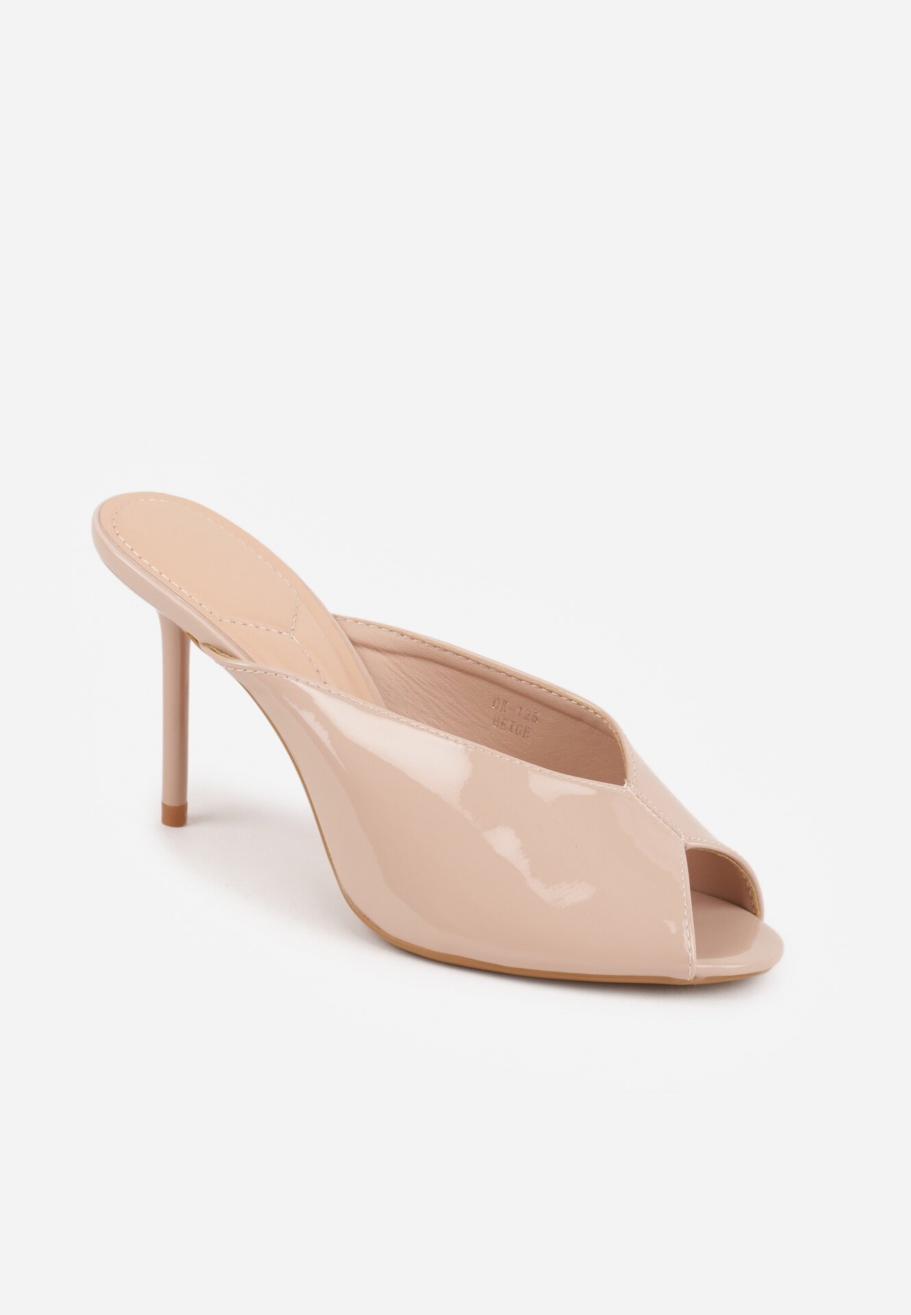 mulanka Papuci Bej Peep Toe cu toc stiletto cu finisaj lăcuit Sharvyra
