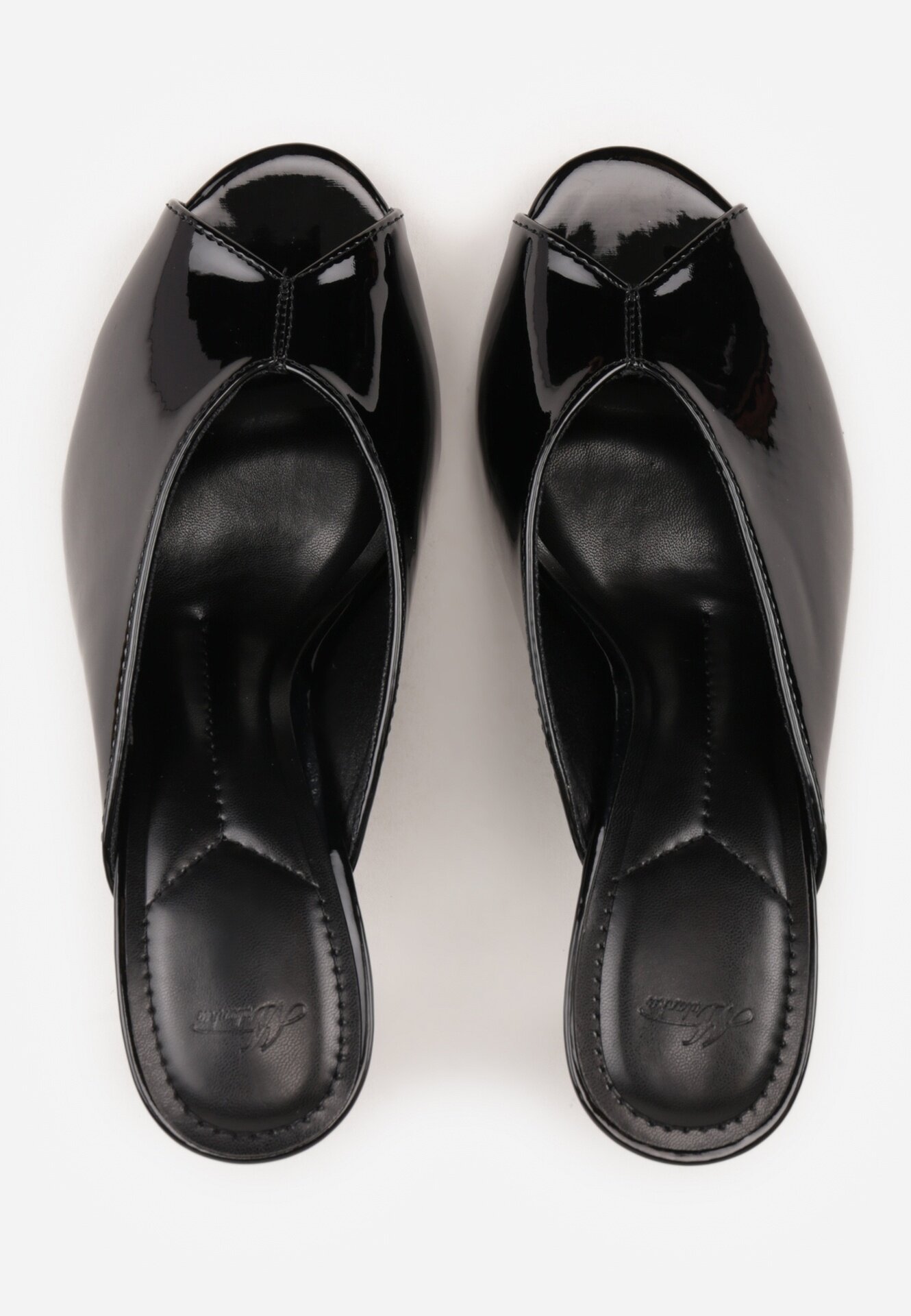 mulanka Papuci Negre Peep Toe cu toc stiletto lăcuit Sharvyra