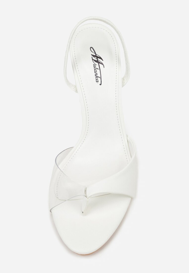mulanka Sandale Albe cu Toc Stiletto cu Elemente Transparente Xilxaris