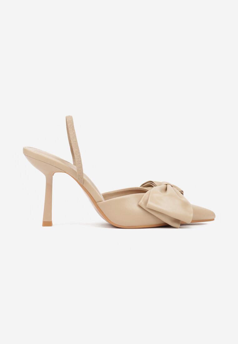 mulanka Sandale Bej închis cu toc stiletto Slingback decorate cu fundă Terrafera