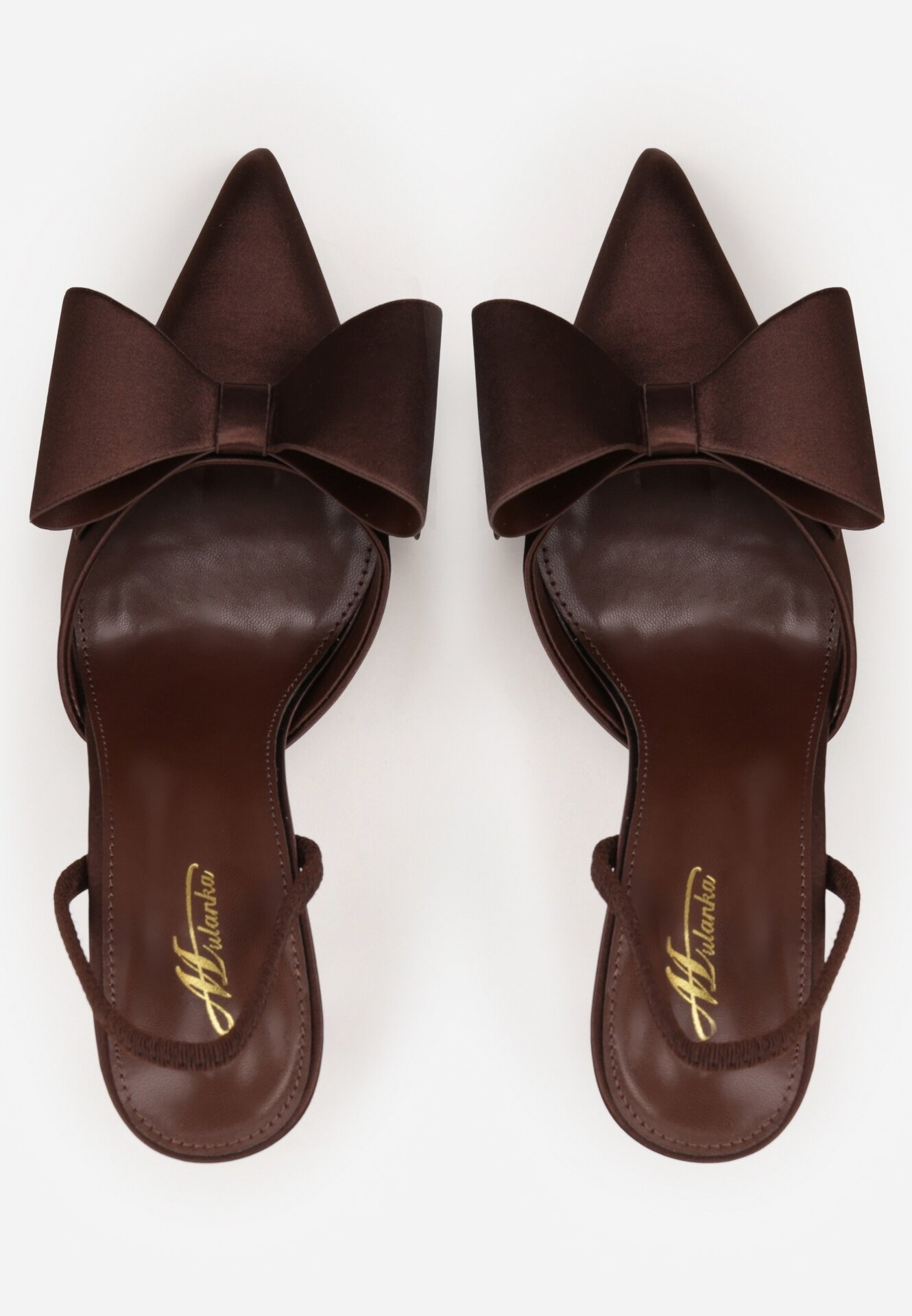 mulanka Sandale Maro Satinate cu toc subțire Slingback Decorați cu fundiță Daemoris