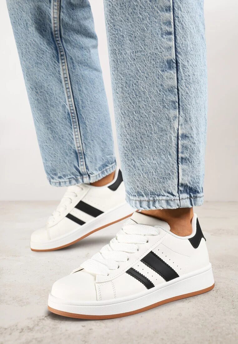 mulanka Sneakers Albe cu Platformă Joasă cu Petice Flordexia