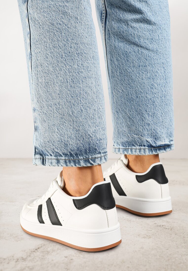 mulanka Sneakers Albe cu Platformă Joasă cu Petice Flordexia