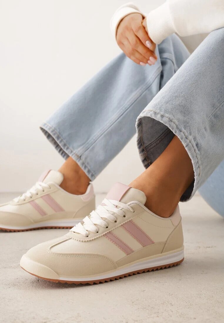 mulanka Sneakers Bej Decorați Cu Două Dungi Lannatea
