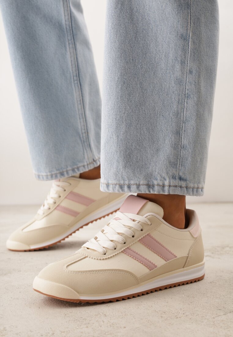 mulanka Sneakers Bej Decorați Cu Două Dungi Lannatea