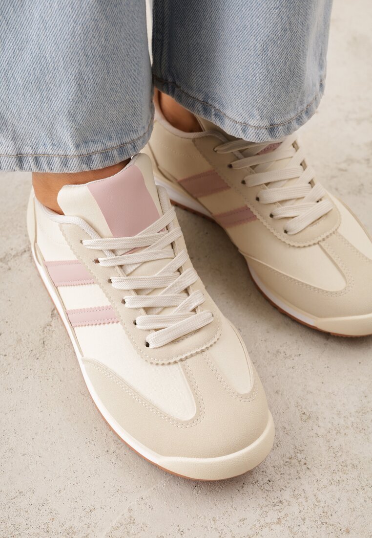 mulanka Sneakers Bej Decorați Cu Două Dungi Lannatea
