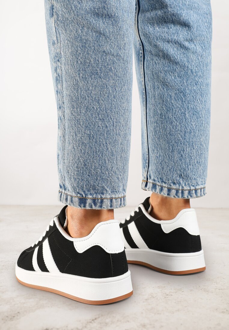mulanka Sneakersi Negru-Alb pe platformă joasă cu aplicații Flordexia