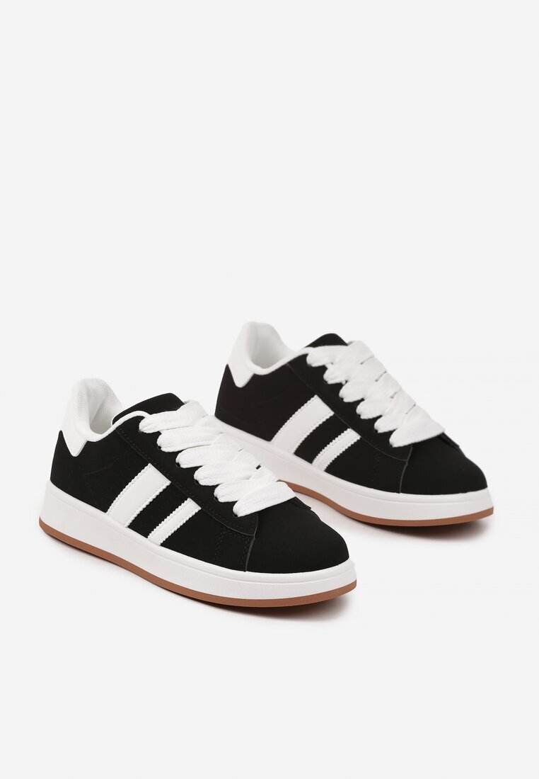 mulanka Sneakersi Negru-Alb pe platformă joasă cu aplicații Flordexia