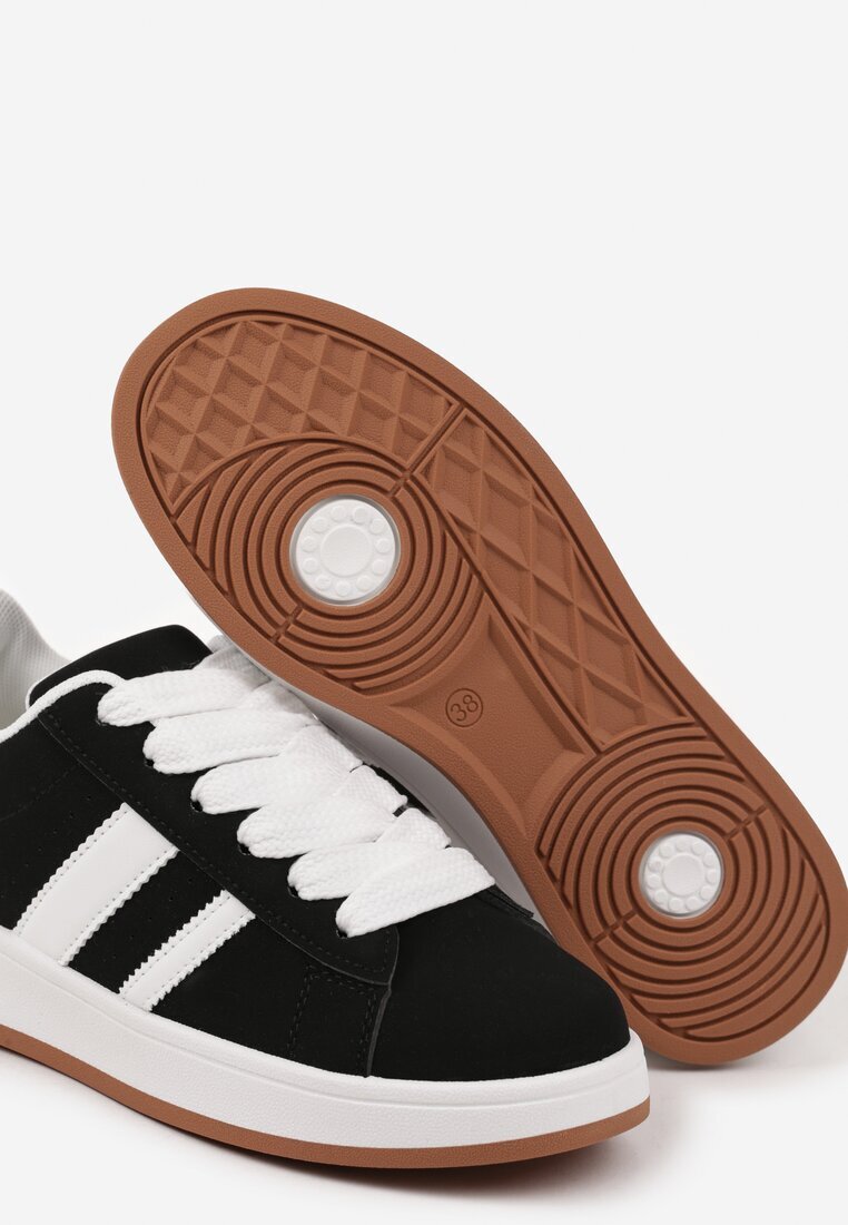 mulanka Sneakersi Negru-Alb pe platformă joasă cu aplicații Flordexia