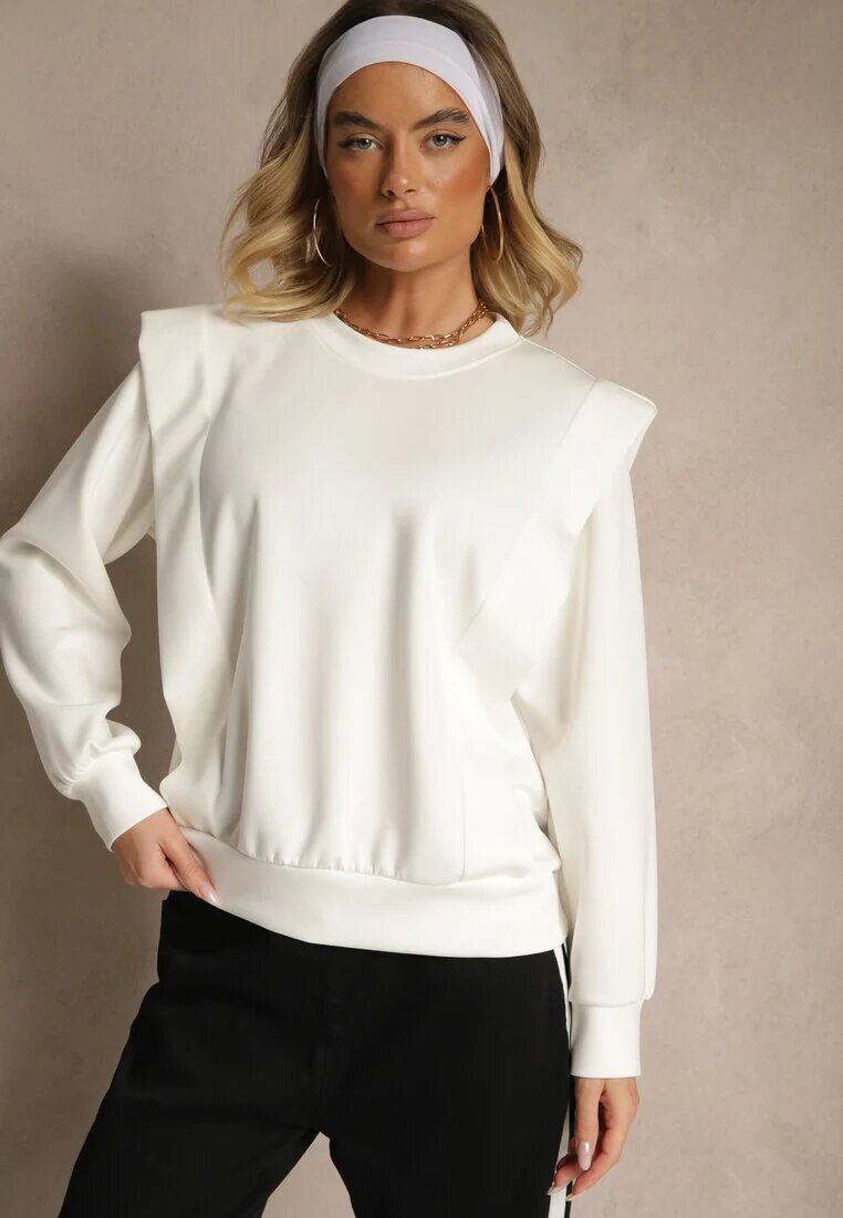 new collection Bluză Albă cu Viscoză cu Umeri Largi Alioris