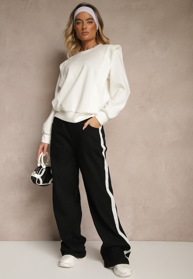 new collection Bluză Albă cu Viscoză cu Umeri Largi Alioris