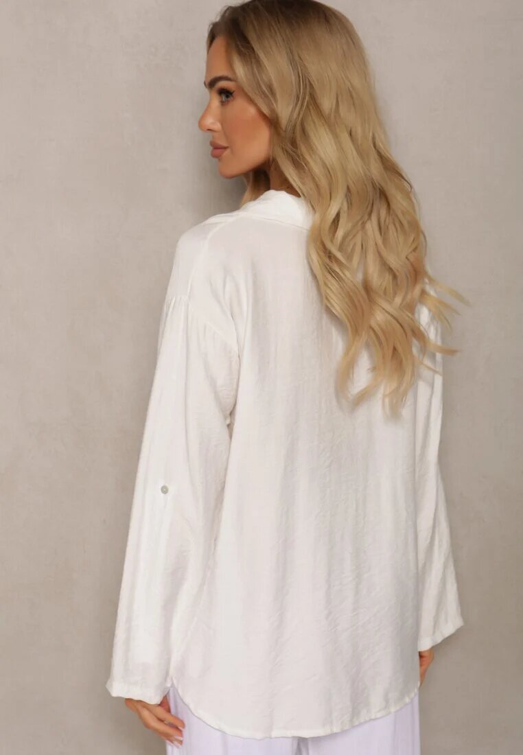 new collection Bluză Albă din Vascoză stil Cămașă cu nasturi Aviessa