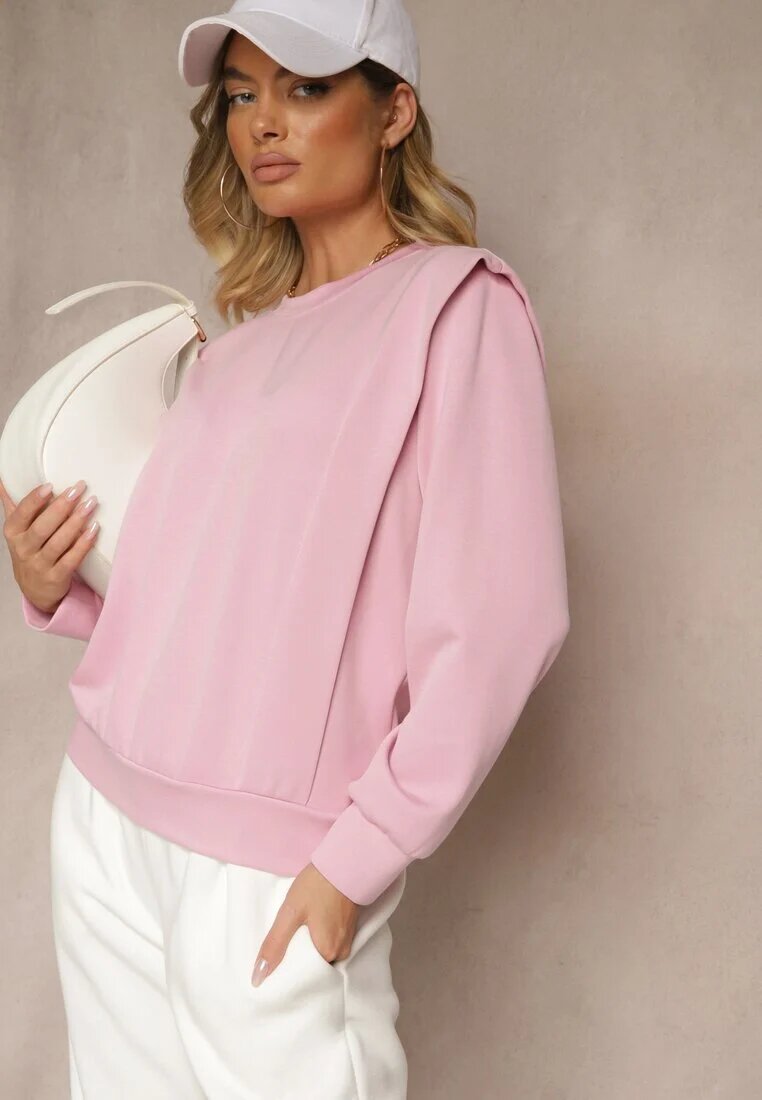 new collection Bluză roz din viscoză cu umeri largi Alioris