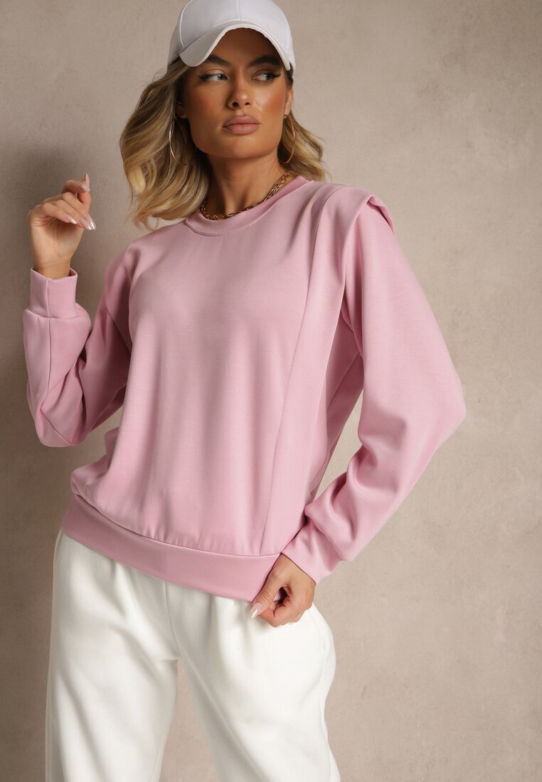 new collection Bluză roz din viscoză cu umeri largi Alioris