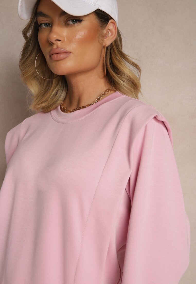 new collection Bluză roz din viscoză cu umeri largi Alioris