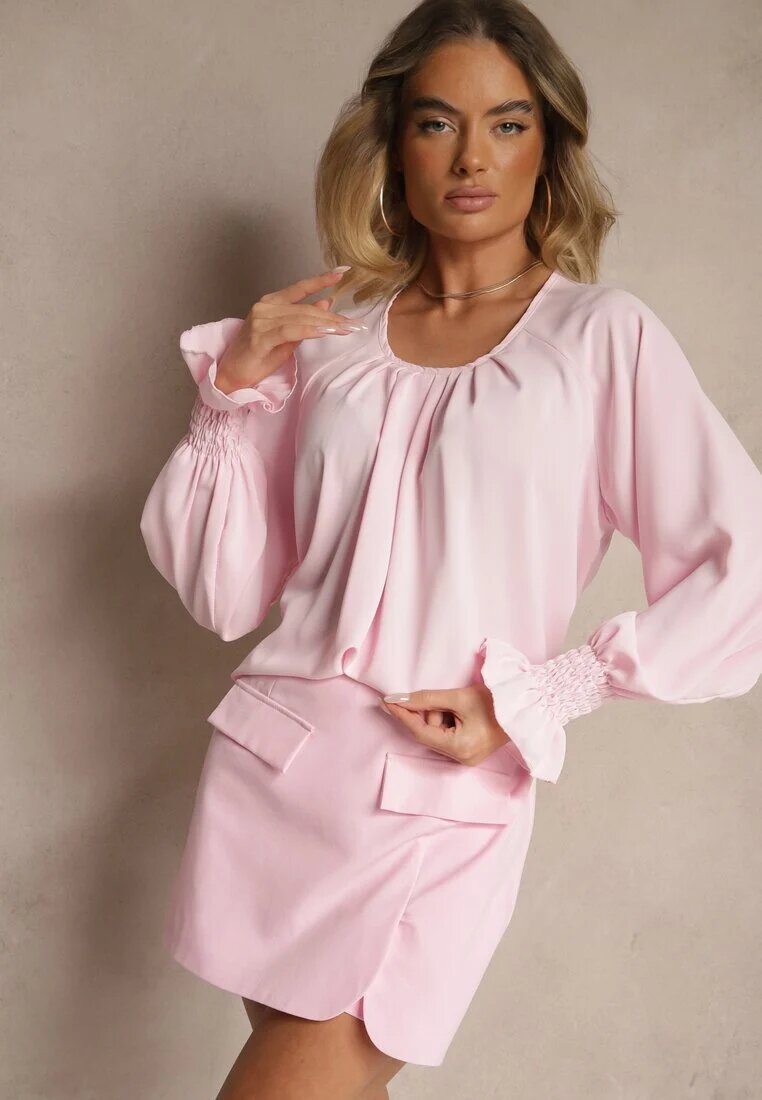 new collection Bluză Roză Ornată cu încrețituri Emirana