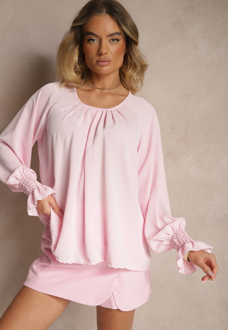 new collection Bluză Roză Ornată cu încrețituri Emirana