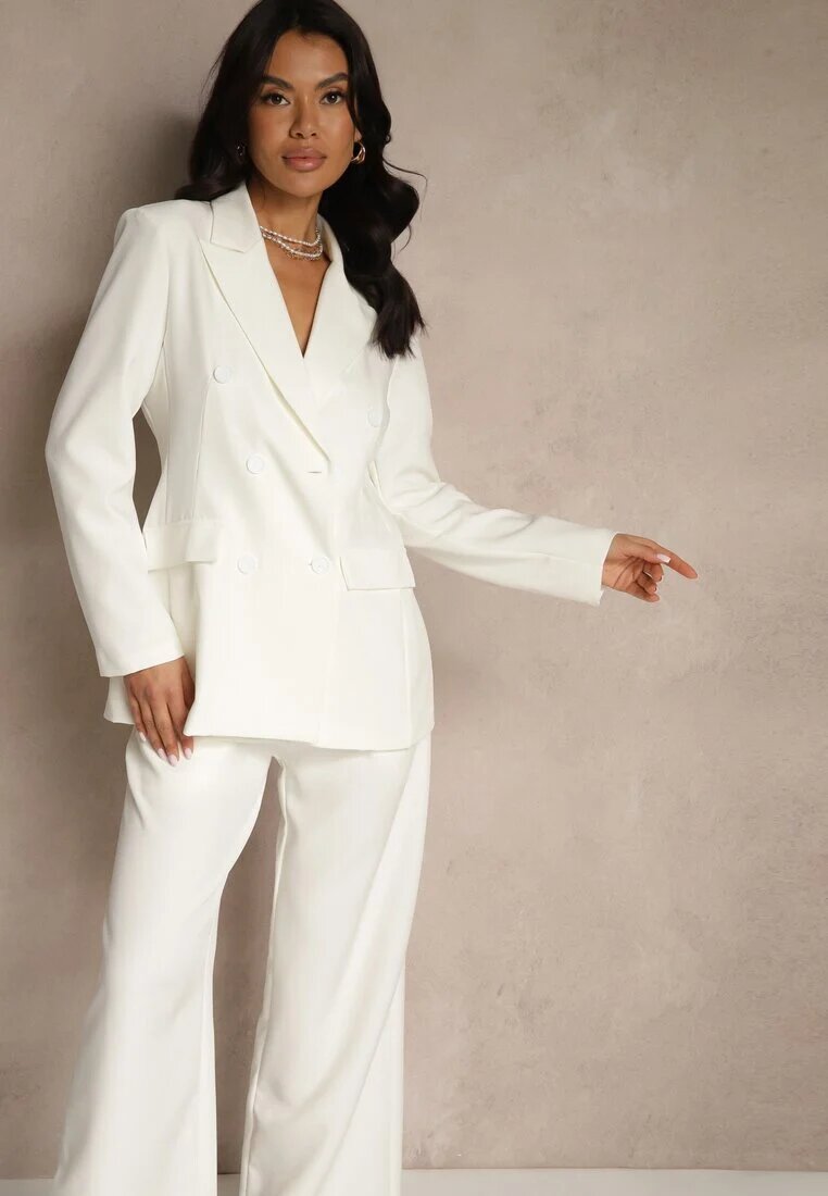 new collection Costum Alb Pantaloni și Sacou cu Umeri Întăriți Sonavienna