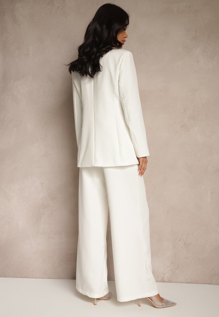 new collection Costum Alb Pantaloni și Sacou cu Umeri Întăriți Sonavienna
