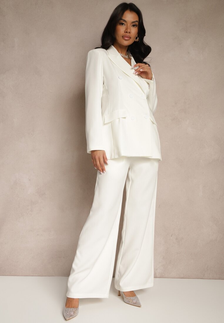 new collection Costum Alb Pantaloni și Sacou cu Umeri Întăriți Sonavienna