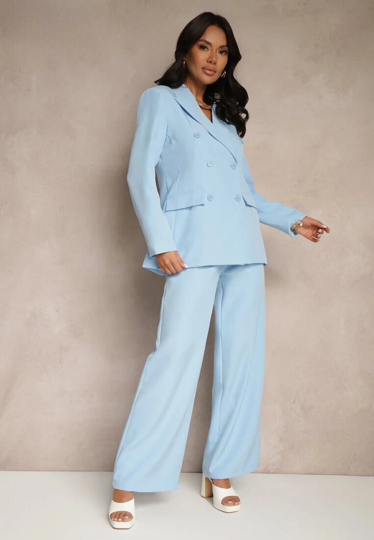 new collection Costum Albastru Pantaloni și Sacou cu Umeri Întăriți Sonavienna