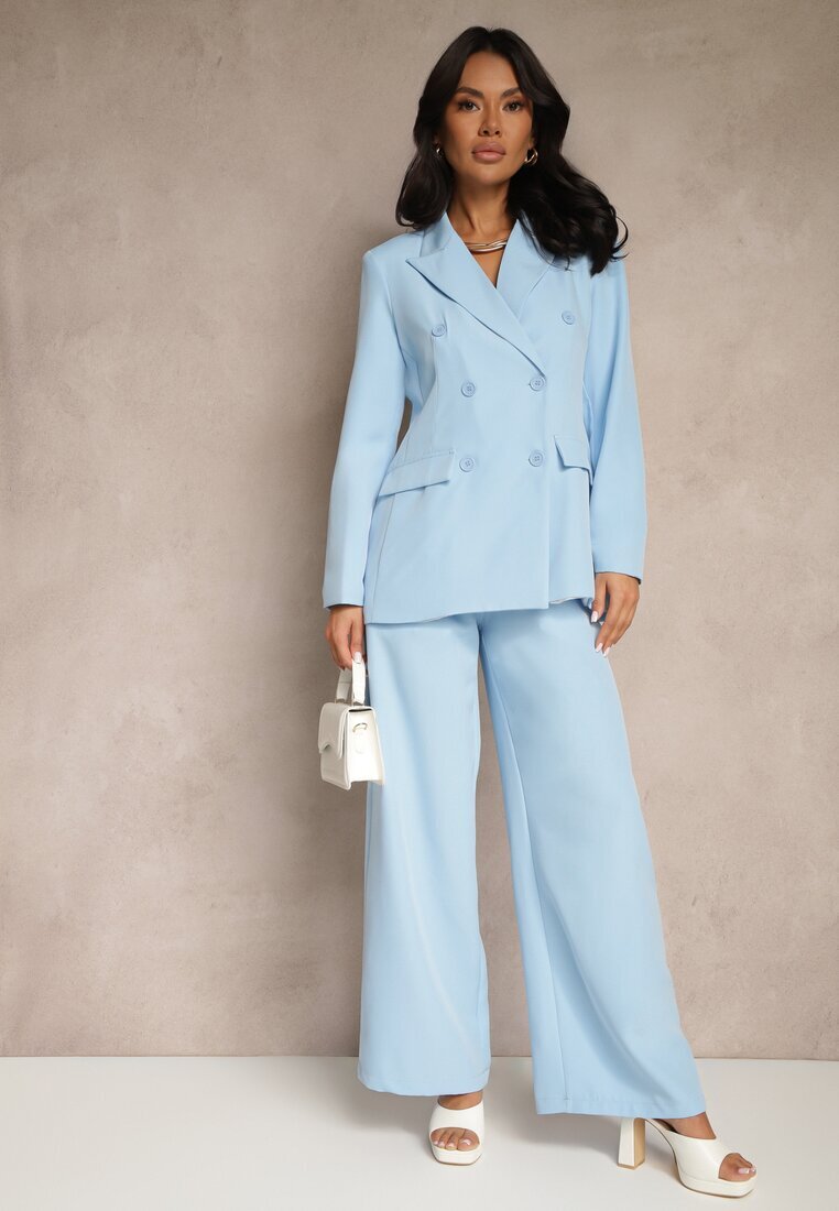 new collection Costum Albastru Pantaloni și Sacou cu Umeri Întăriți Sonavienna