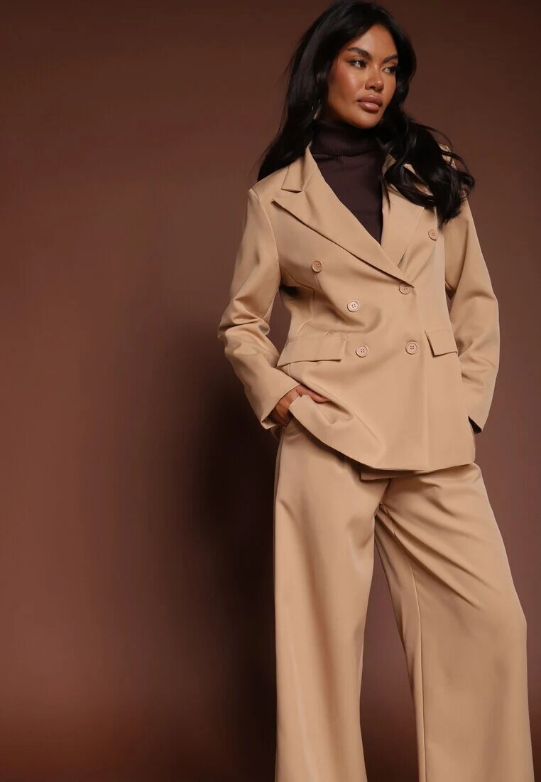 new collection Costum Maro deschis Pantaloni și Sacou cu Umeri Intăriți Sonavienna