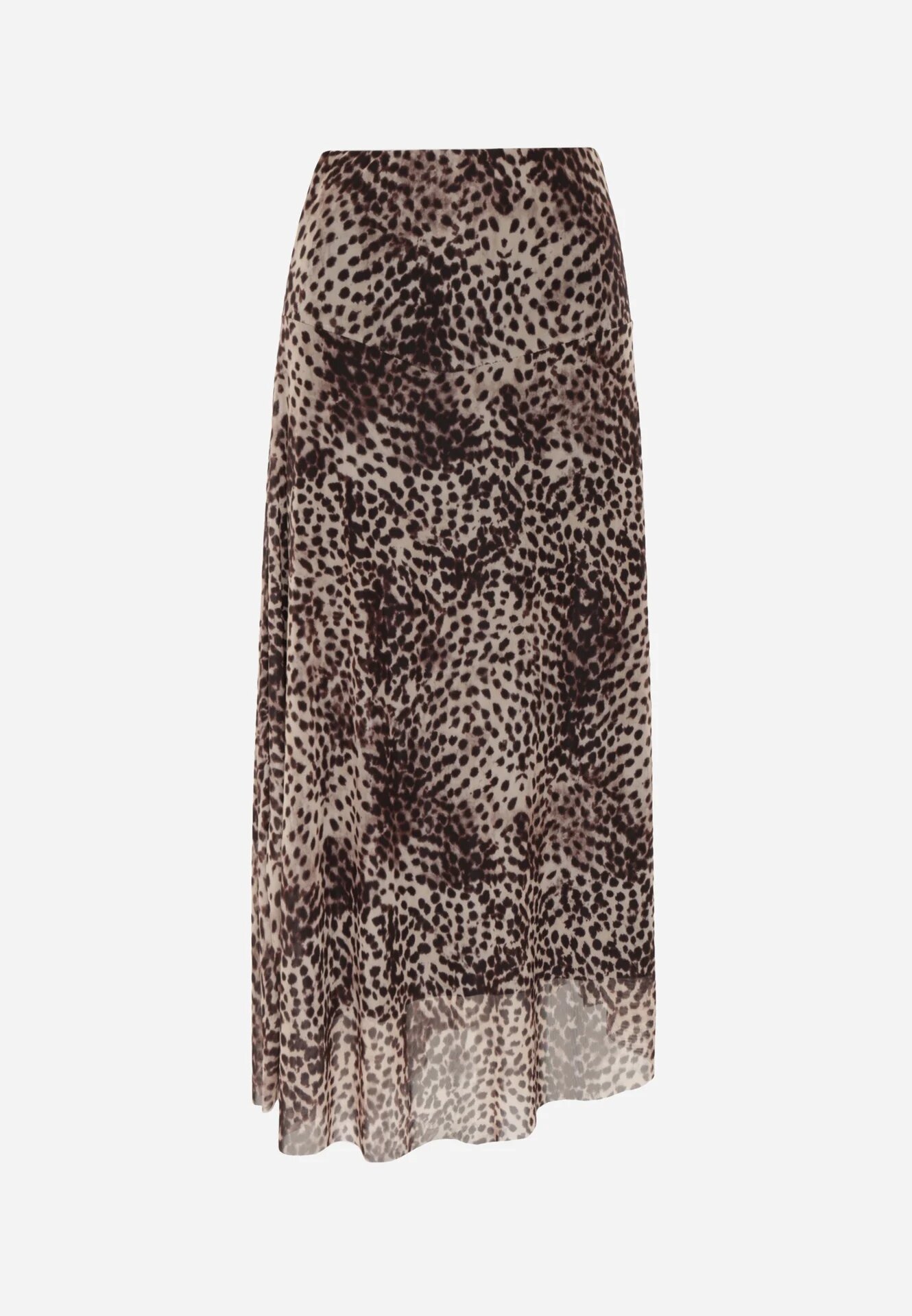 new collection Fustă neregulată cu imprimeu leopard din șifon de vâscoză Ceritellia Bej