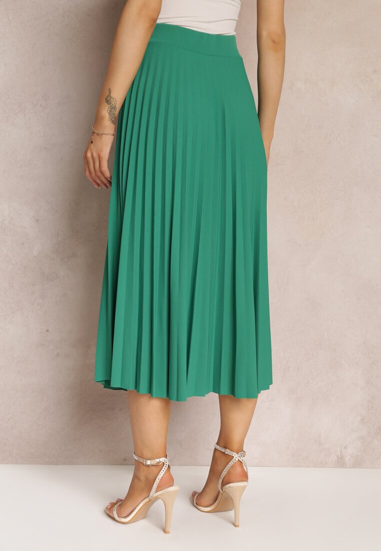 new collection Fustă Plisată Verde închis cu elastic în talie și cu inimioare Pearlis