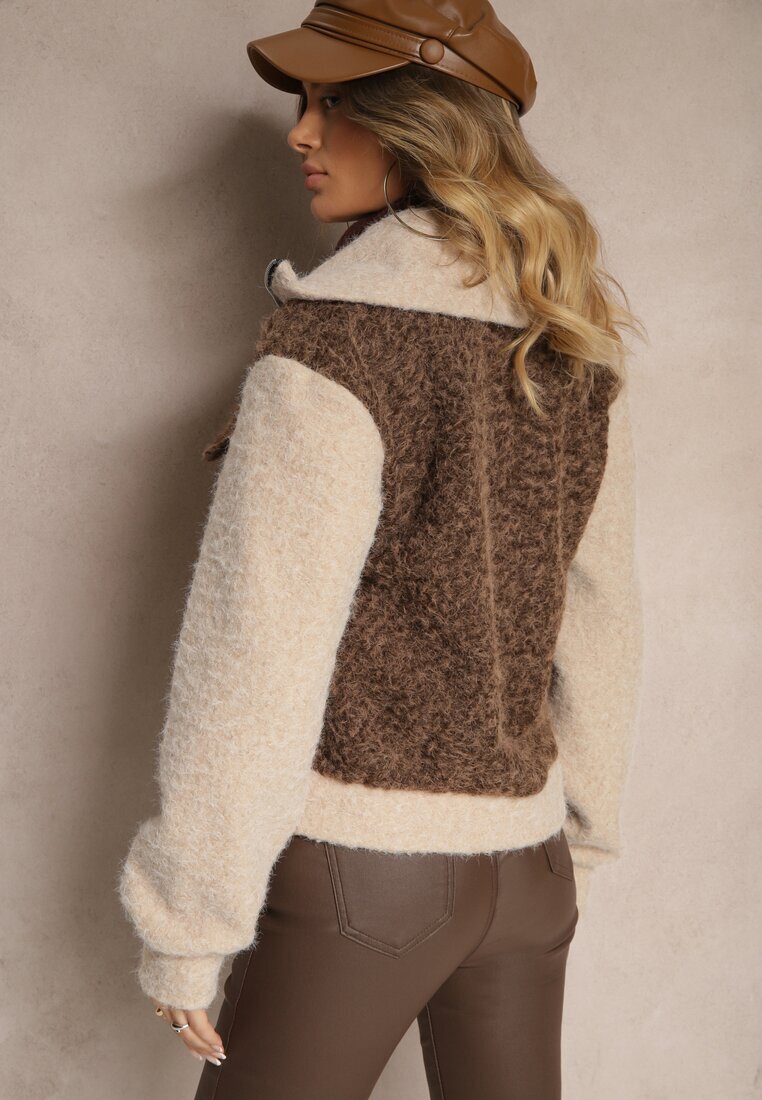new collection Jachetă Maro De tranziție Boucle cu guler înalt și imitație de buzunare Lilarra