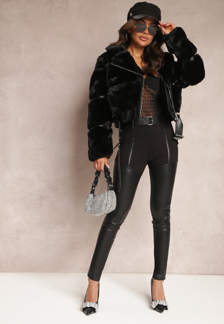 new collection Jachetă Neagră cu Blană Shetty