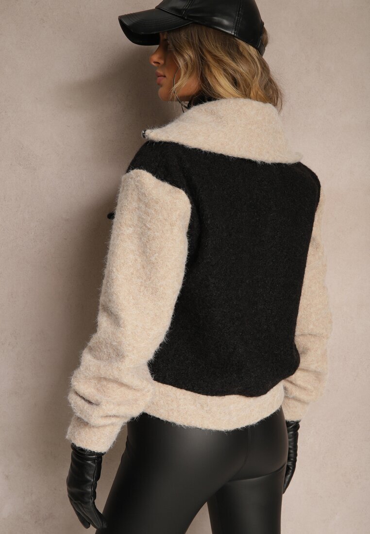 new collection Jachetă Neagră de tranziție Boucle cu guler înalt și imitație de buzunare Lilarra