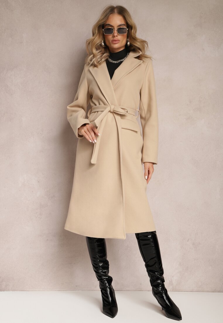 new collection Palton Bej deschis Cămbrat cu cordon legat Seraphique