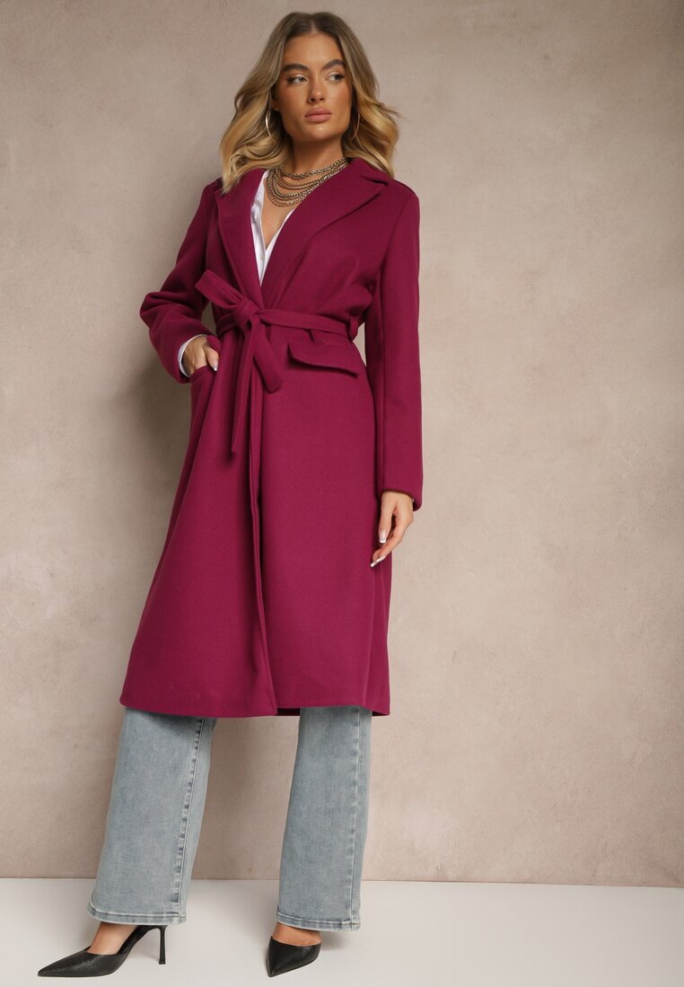 new collection Palton cambrat violet cu cordon Seraphique