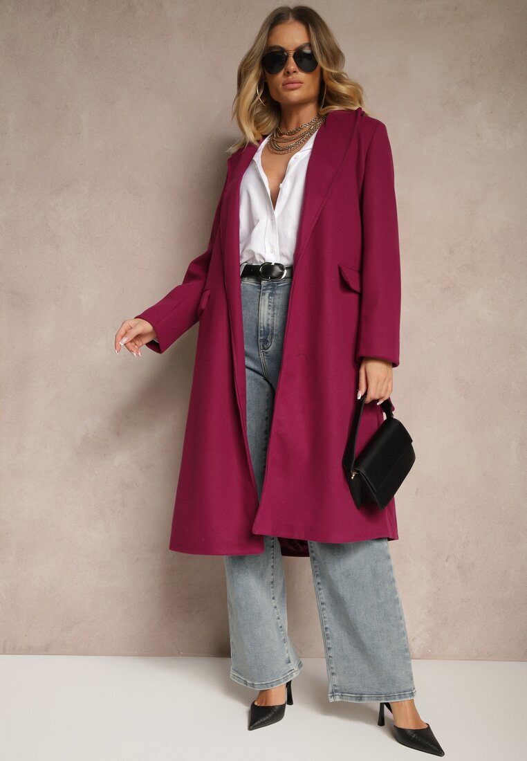 new collection Palton cambrat violet cu cordon Seraphique