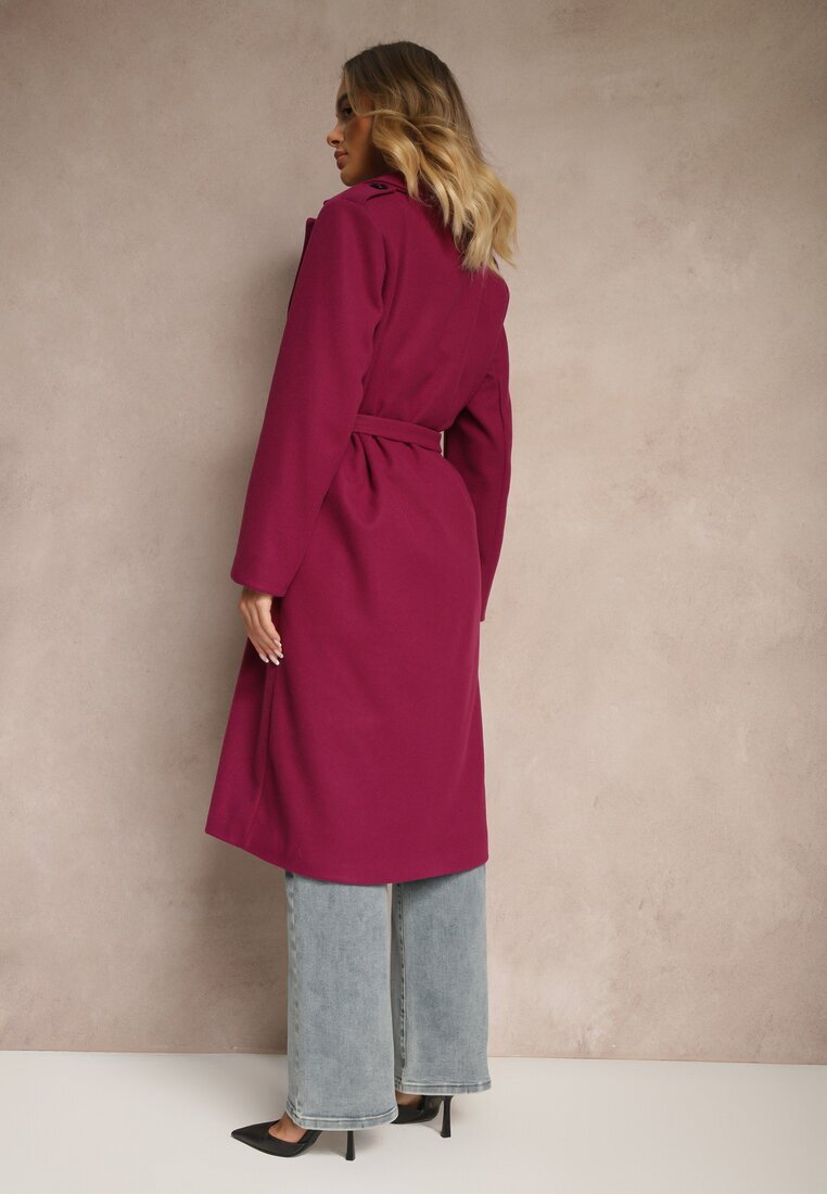 new collection Palton cambrat violet cu cordon Seraphique