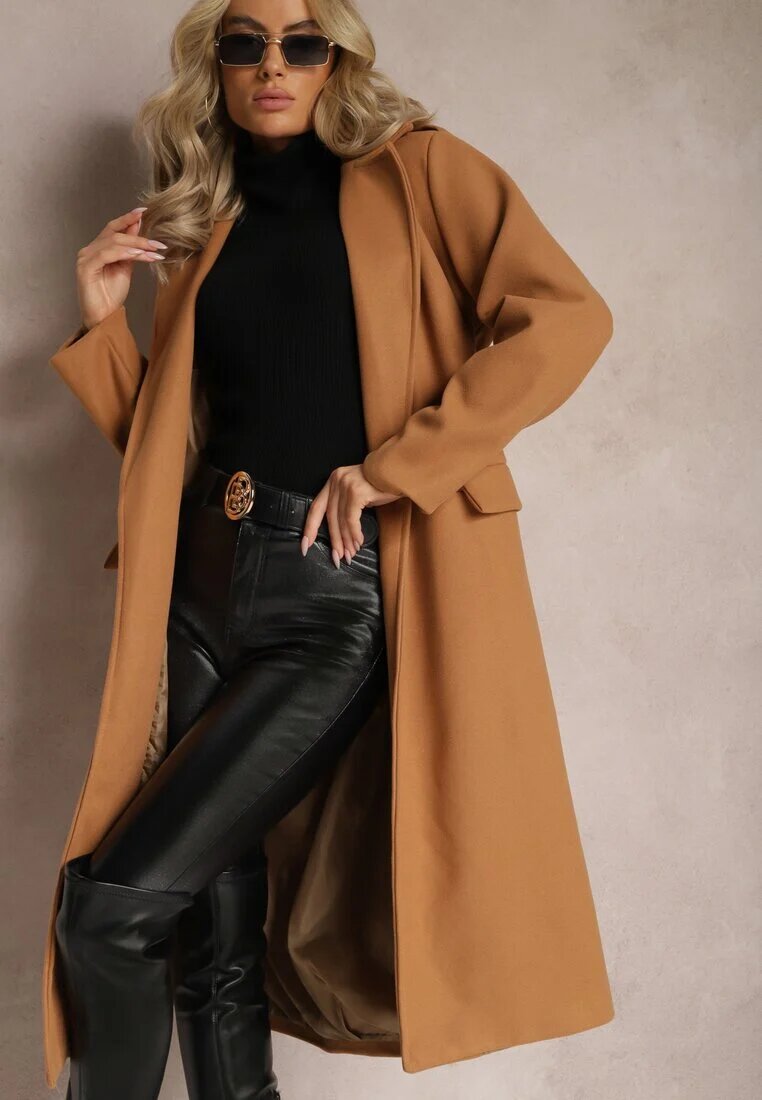 new collection Palton Cintrat Bej închis cu centură care se leagă Seraphique