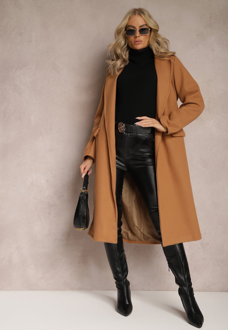 new collection Palton Cintrat Bej închis cu centură care se leagă Seraphique