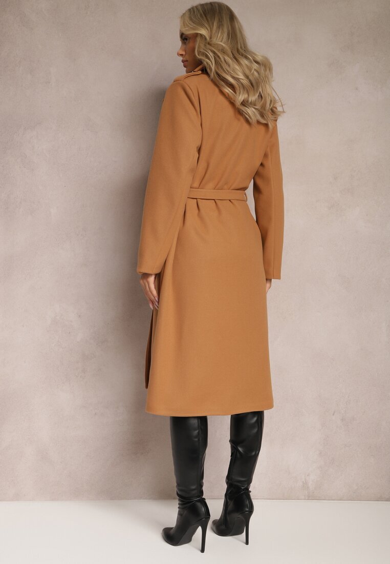 new collection Palton Cintrat Bej închis cu centură care se leagă Seraphique